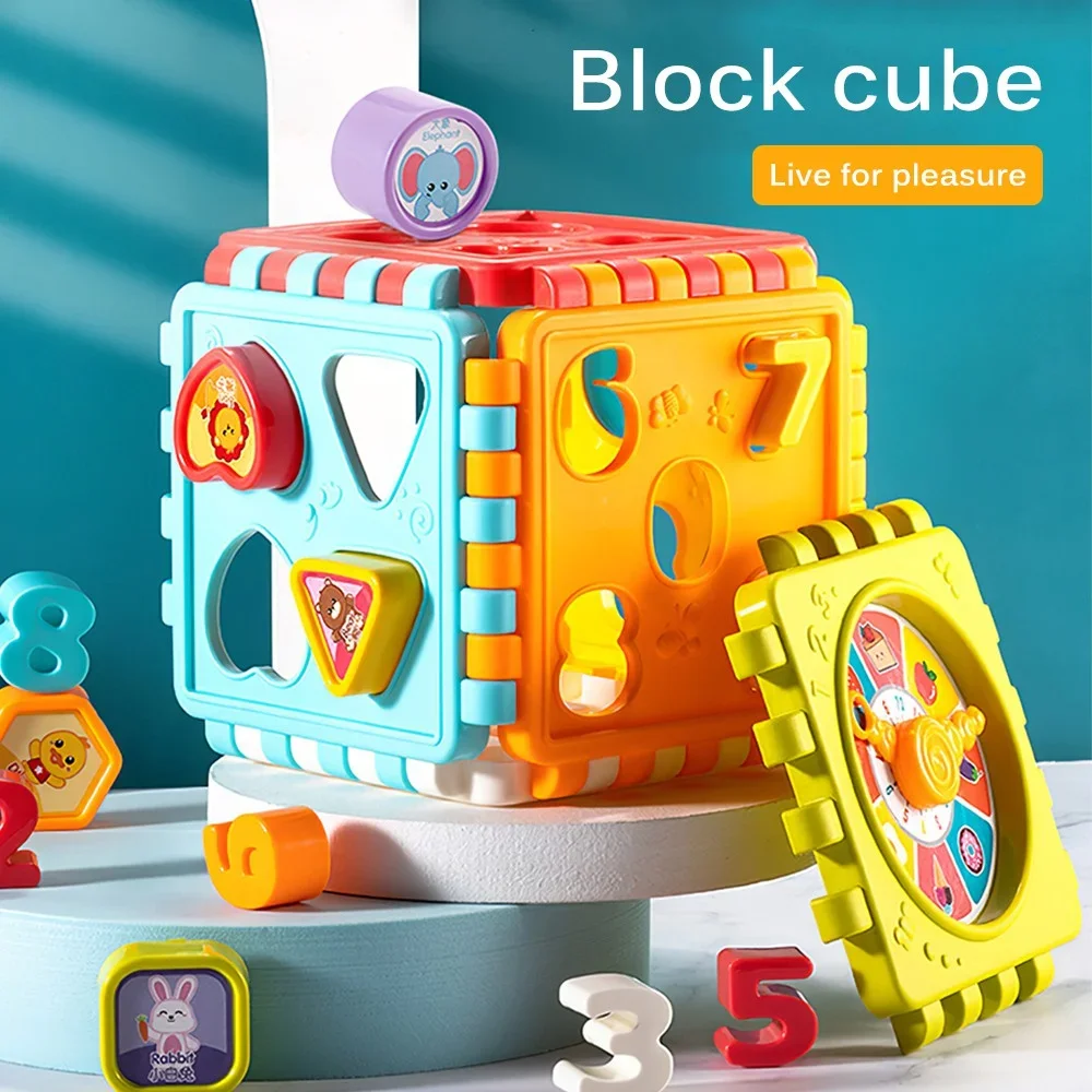 Toddler Activity Cube Box Shape Sorting Toys Boys Girls Shape Matching Number Sorter Game Baby Montessori Educational Kid Toys