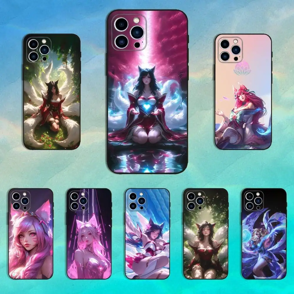 

Game L-LOL A-Ahri Phone Case For iPhone 16,15,14,13,12,11 Plus,Pro Max,XS,X,XR,SE,Mini,8,7,Soft Silicone Black Cover