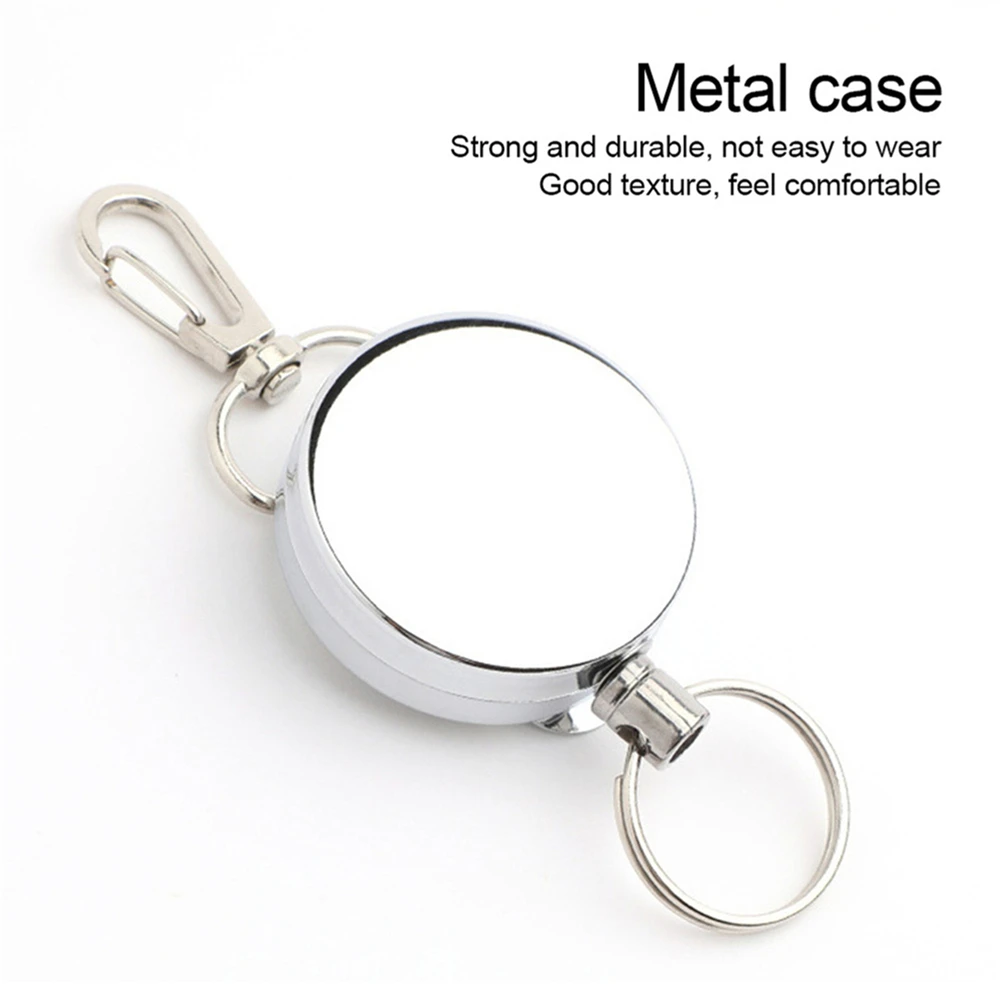 1PC Metal Retractable Pull Badge Reel Lanyard Name Tag Card Badge Holder Reels Recoil Chain Clips Anti Lost Key Ring