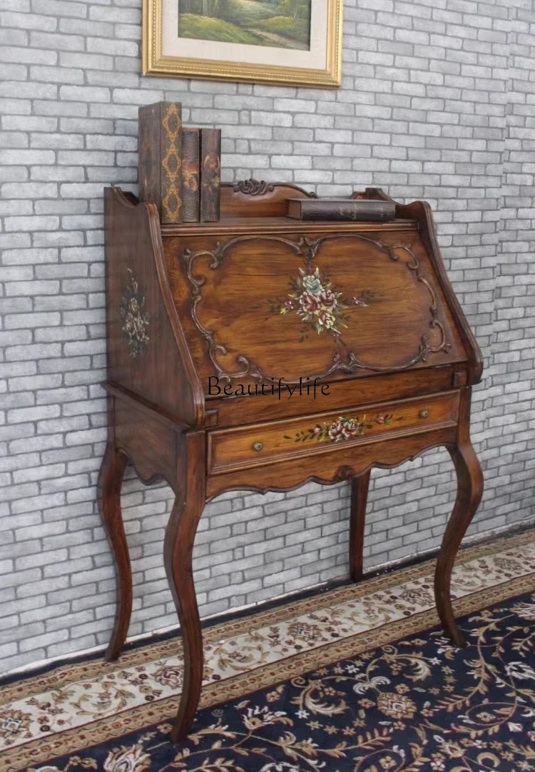 

LAmerican Country Painted Secretary Dressing Cabinet Decorative Storage Foyer Entrance Cabinet