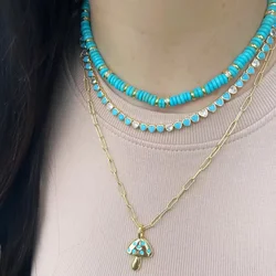 High Quality Luxury Women Jewlery Gold Color Blue Heart Shaped Turquoises Stone Tennis Chain Bracelet Necklace Set