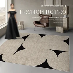 French wabi-Sabi crystal velvet living room carpet light luxury retro bedroom decoration carpet sofa coffee table mat