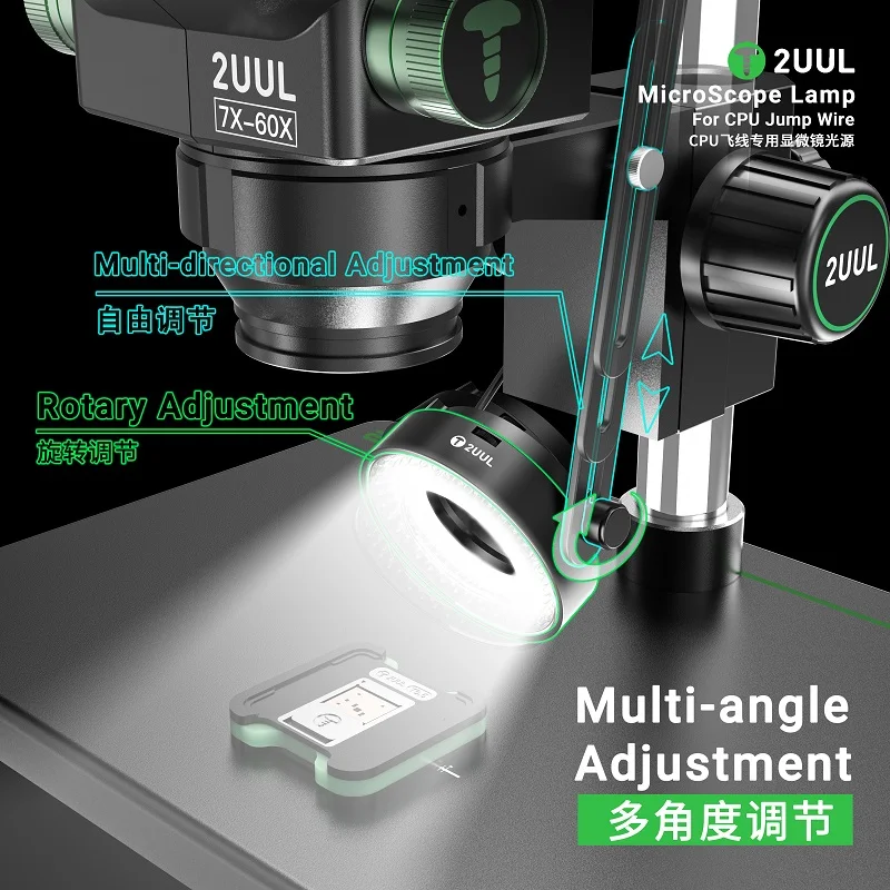 2UUL Microscope LED Series 96 LED Multi Angle Lamp 32 LED Adjustable Polarized Anti Glare Proof for CPU Jump Wire Phone Repair
