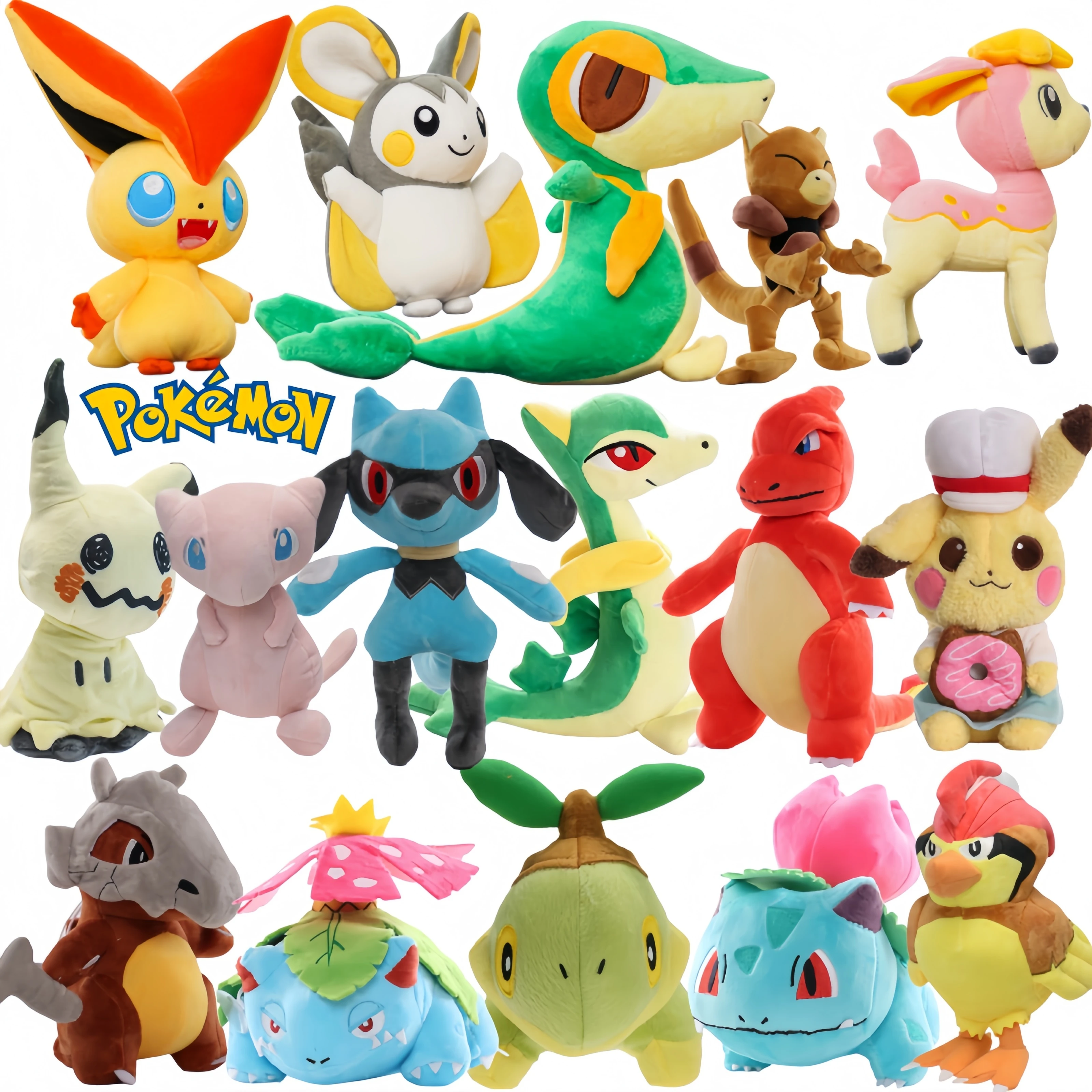 Pokemon Snivy Tepig Oshawott PlushToy First Partner Pokémon Turtwig Venusaur Mew Ivysaur Mimikyu Abra Servine Peluche Doll Gift