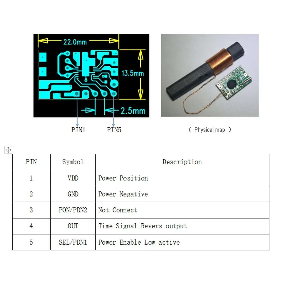 DCF77 alıcı modülü radyo Antminer modülü radyo saati DCF anten ile 1.1-3.3V 77.5 KHz DCF-1060N-03A JJY-1060N-MASC