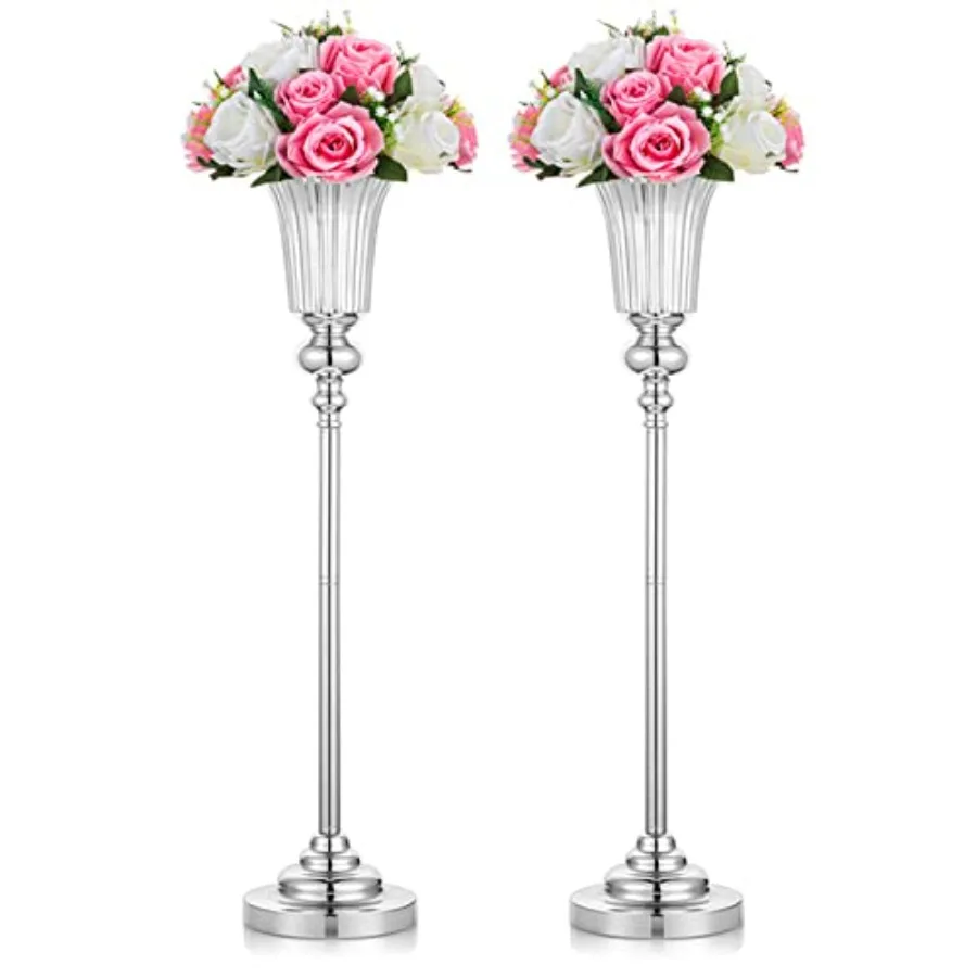 

Flower Vase Centerpiece Wedding: 2 Pcs 26.7" Tall Stand Metal Trumpet Vases for Wedding Party Table Decoartions