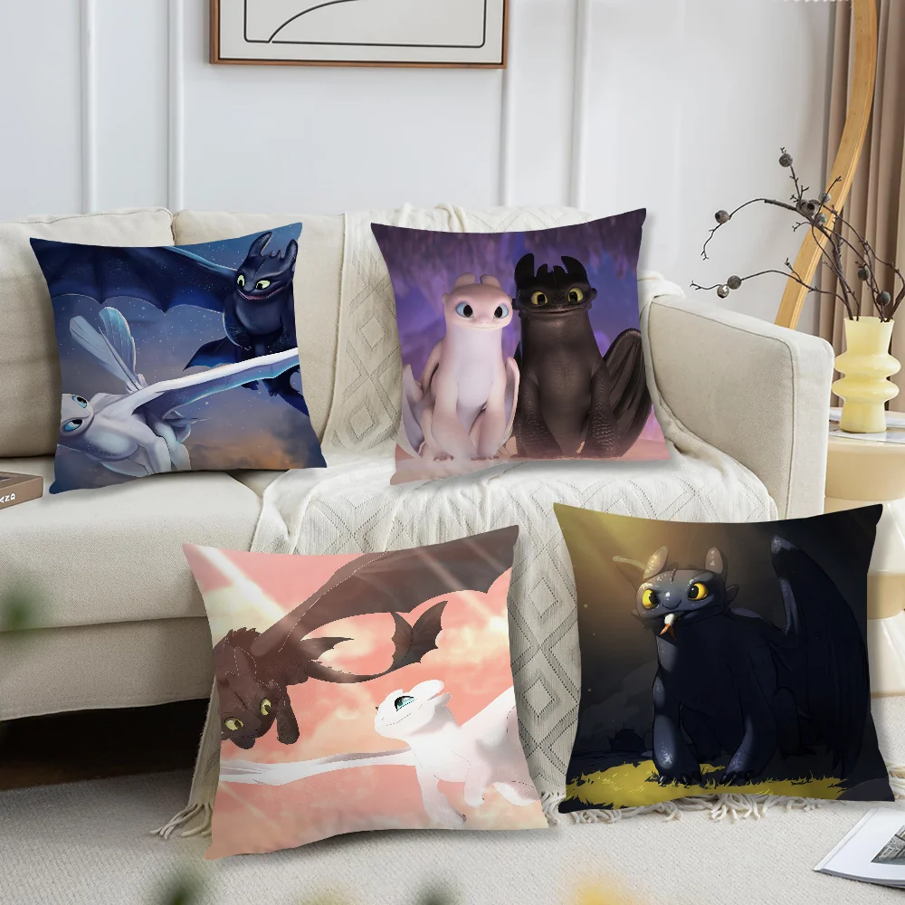 Lovely Couple T-Toothless Cute cushion cover Accessories Square Cushion Room Bedroom Headboard Sofa Living Backrest Car Nap Time