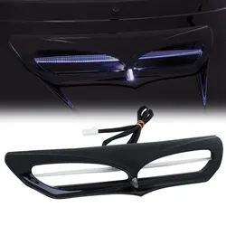 Black Motorcycle ABS Batwing Fairing Vent Trim LED Accent Indicator Light For Harley Touring Electra Street Glide 2014-2022