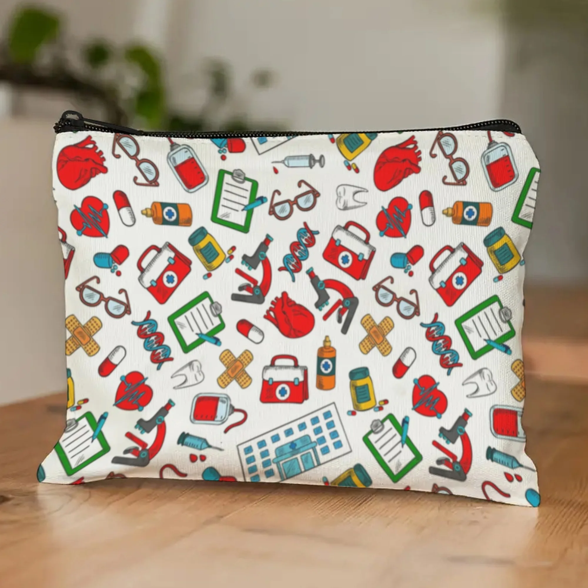 Nurse Medicinal Elements Ribbon Life Cosmetic Bag Gift For Women Make Up Bag Travel Cosmetic Organizer Toiletry Bag Pencil Case