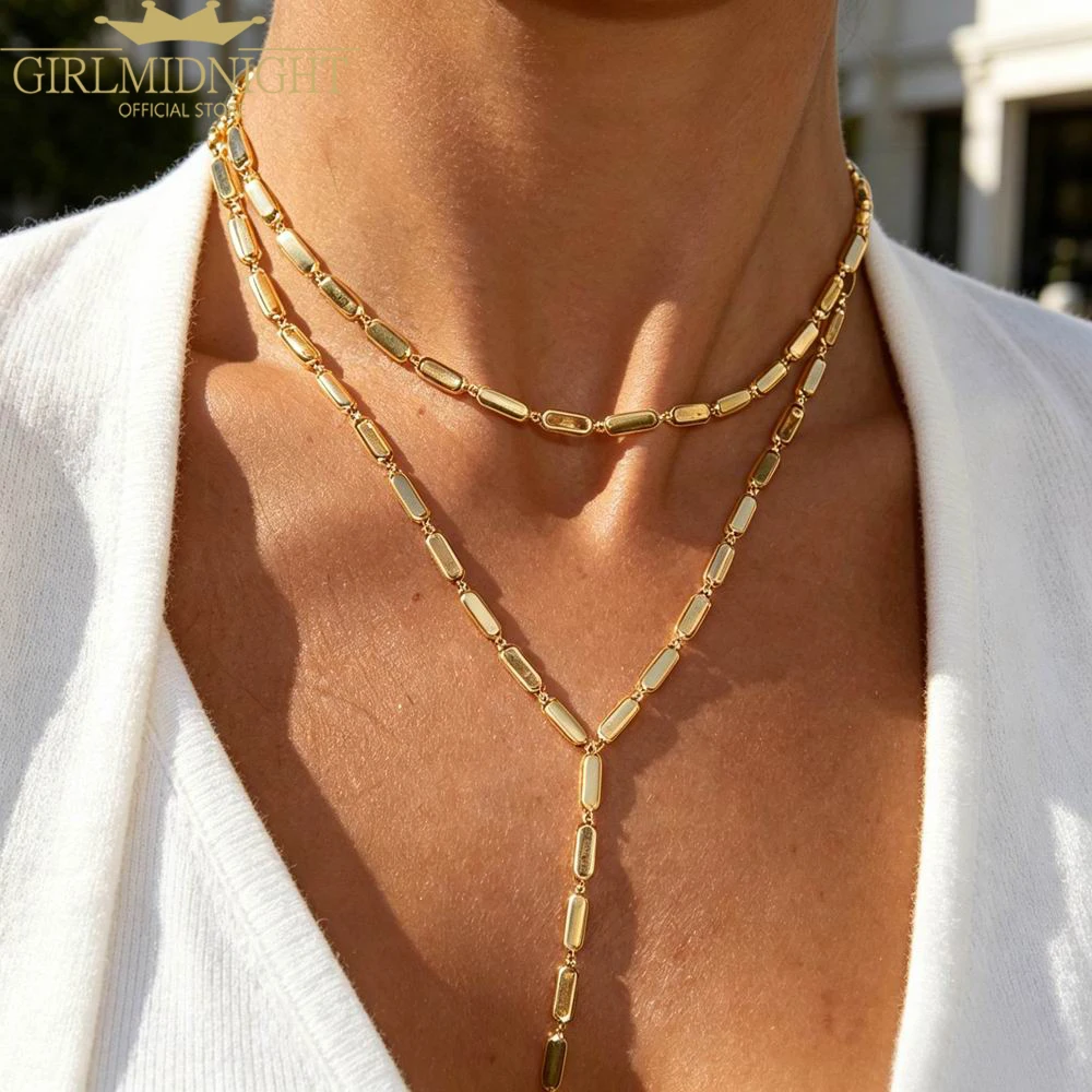 New Sexy Long Y Lariat Necklace For Women Micro Pave Cubic Zirconia Geometric Round CZ Cluster Charm Station Chains Set Jewelry