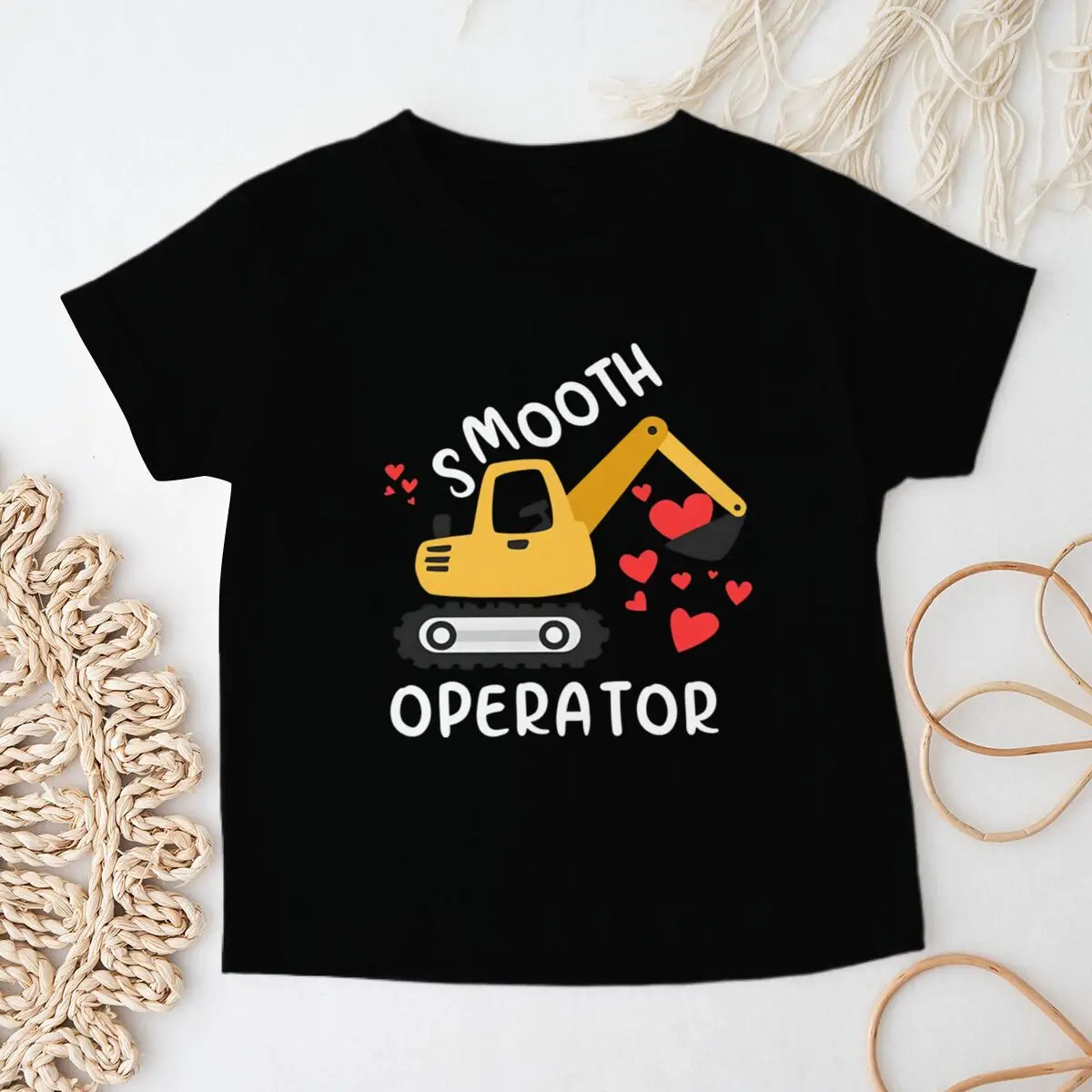 Kids Clothing Smooth Operator Excavator Tshirt Construction Truck Heart Graphic Toddler Boy Tee Soft Casual Top Kids T-Shirts