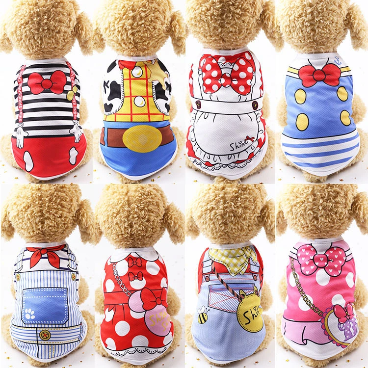 Small Pet Dog Clothes Cartoon Puppy Soft Vest Summer Shirt Casual T-Shirt Doggy Clothes for Dog summer pet dog clothes for corgi