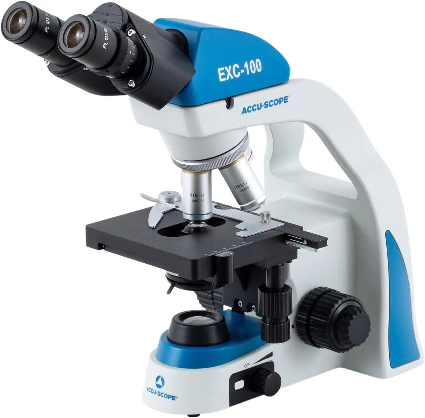 Accu-Scope Compound Microscope Exc-100 - Binocular Head, 40-1000X Magnification, Mechanical Stage, Achromat Objectives,