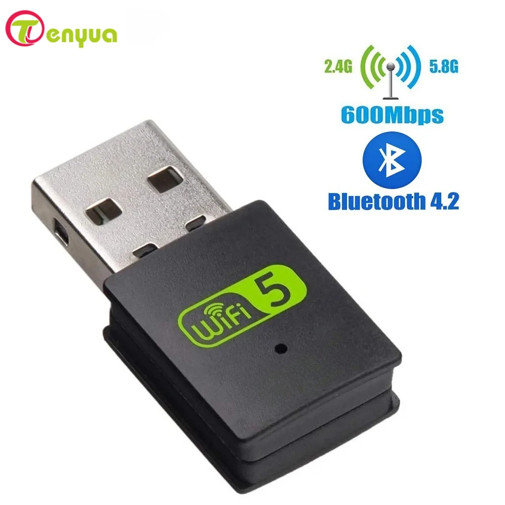 

600Mbps USB WiFi Bluetooth Adapter Dual Band 2.4/ 5.8Ghz Wireless External Receiver RTL8821CU Wi-Fi Dongle for PC/Laptop/Desktop