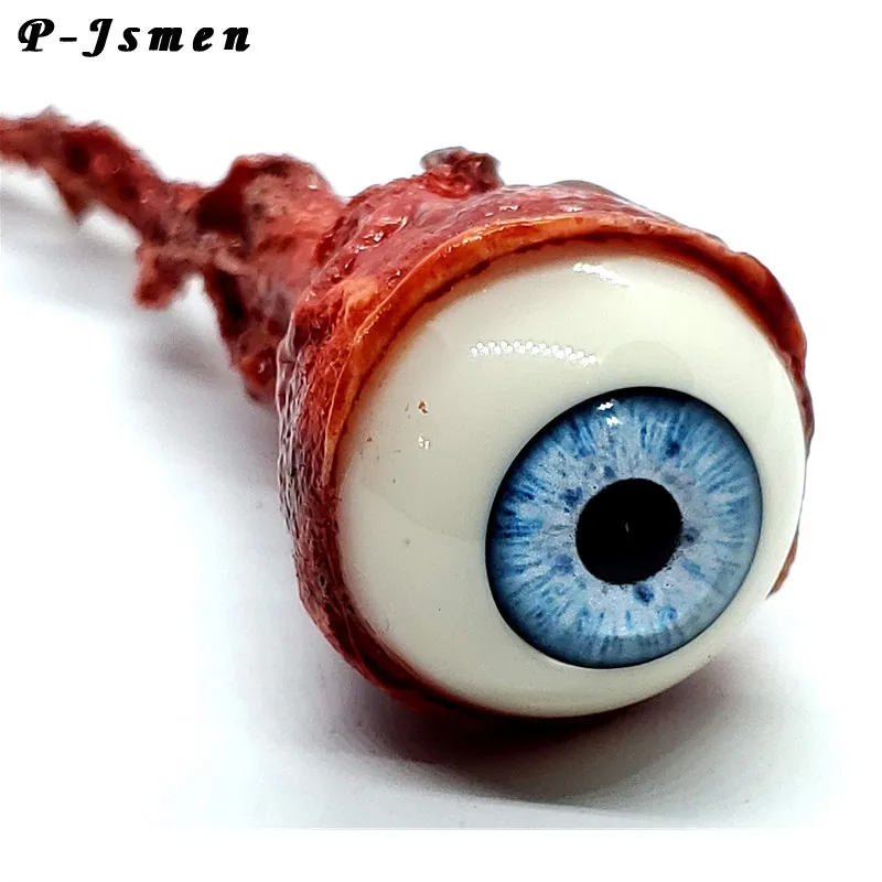 Halloween Horror Prop Realistic Life Size Acrylic Latex Ripped Out Eyeball Light Blue Scary Decorate Bloodshot Eye Cosplay Prop