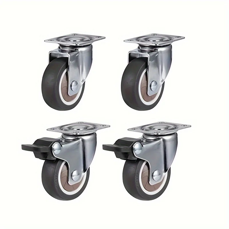 2 Inch Swivel Caster Wheels 4Pcs Rubber Furniture Casters With Brake Lock For Cabinet Crib Heavy Duty Easy Install