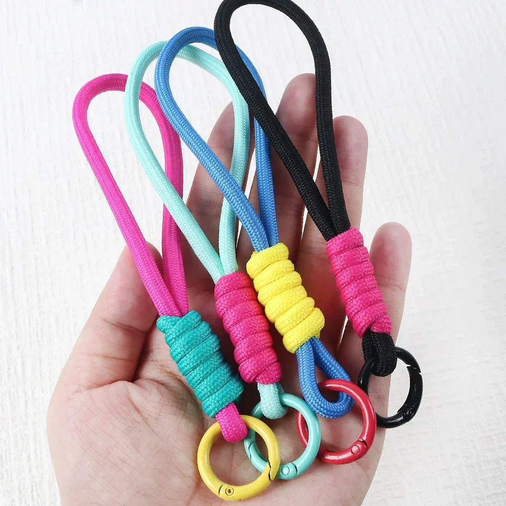 

1pc Multi Color Polyester Versatile Keychain 16cm Long Rope Key Chains Handmade DIY Keyring Accessories Jewelry Making Materials