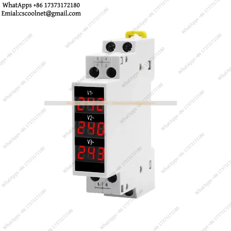 JS03 3-display digital voltmeter AC 80-500V V1 V2 V3 three phase voltage meter DIN rail mount 50/60Hz BV-3R