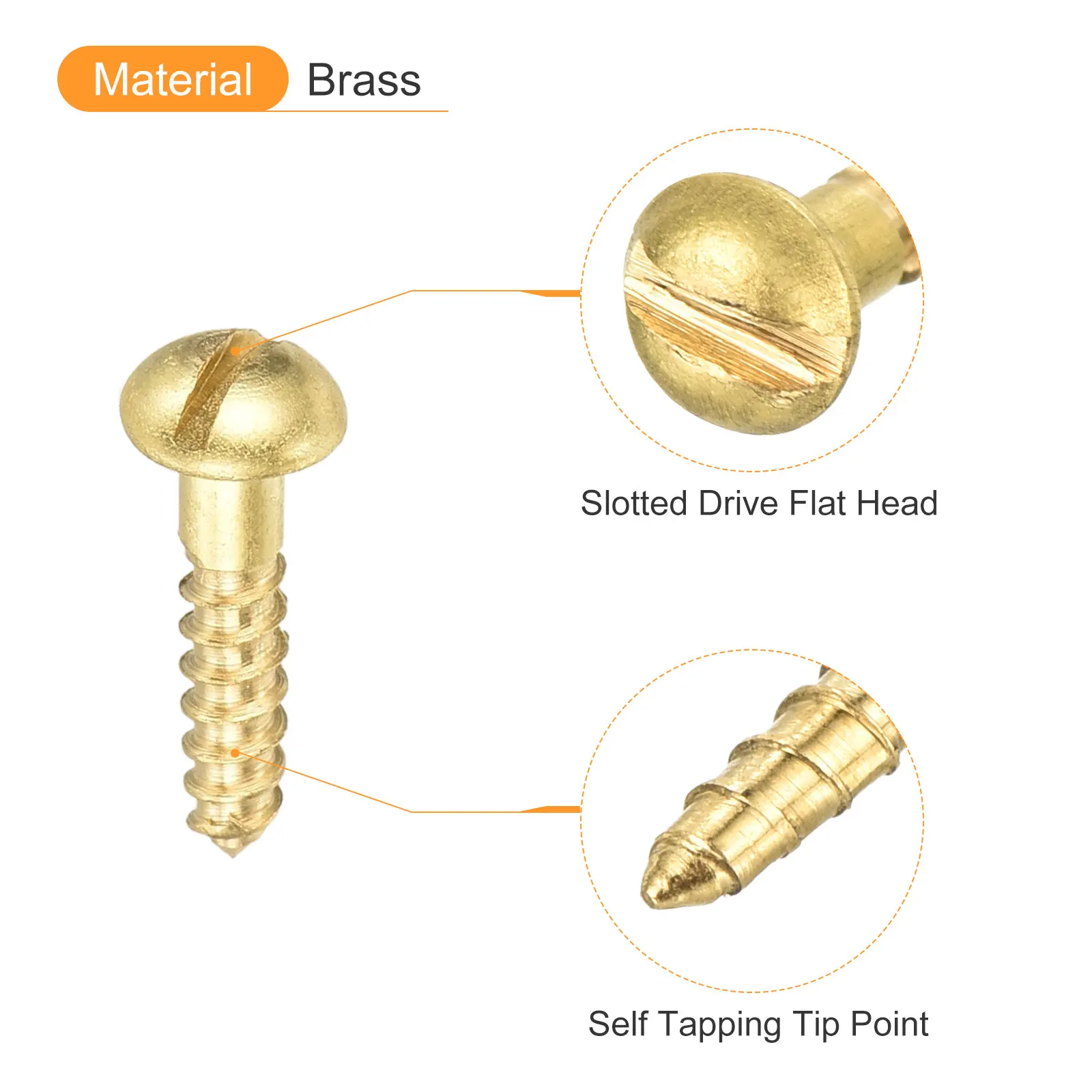 20/30 قطعة مسامير الخشب M1.6 M2 M2.5 M3 M3.5 مشقوق جولة النحاس المسمار الذاتي التنصت #4