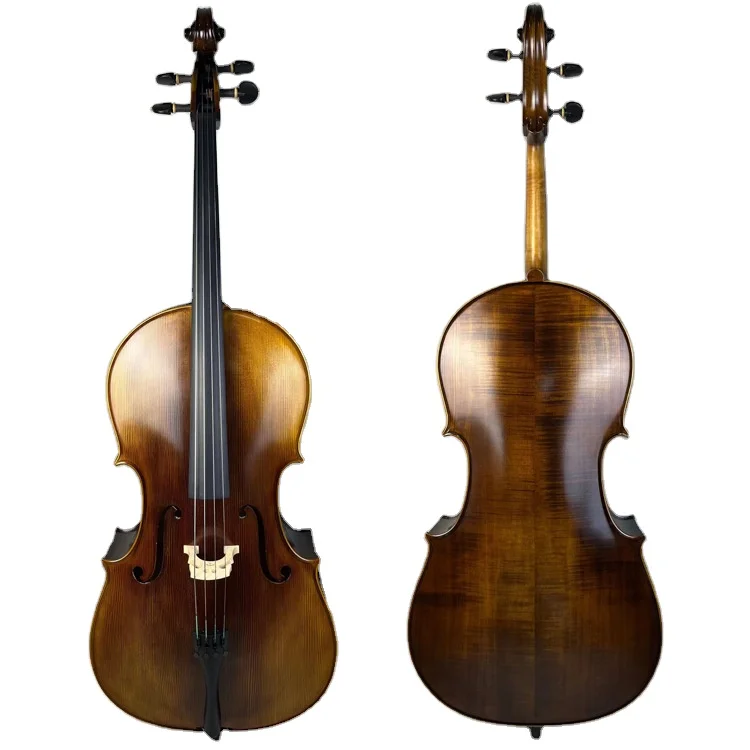 Handcrafted Matte Pattern Cello Spruce Top Solid Wood Maple Back/Sides Ebony Fingerboard Carbon Fiber Strings