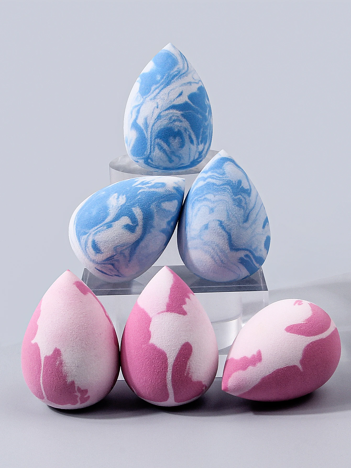 6PCS Ombre Multi-ใช้ฟองน้ําแต่งหน้า-Professional Face Blendingเครื่องมือสําหรับไร้ที่ติLiquid/แป้งและสีเครื่องสําอาง