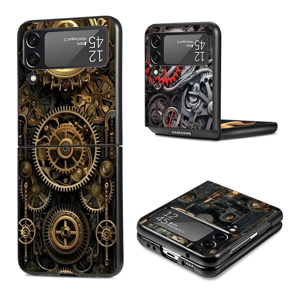 Steampunk Gear Mechanical Phone Case For Samsung Galaxy Z Flip3 Flip4 Flip5 Flip6 PC Shell For Z Flip 3 4 5 6 Hard Folding Art C