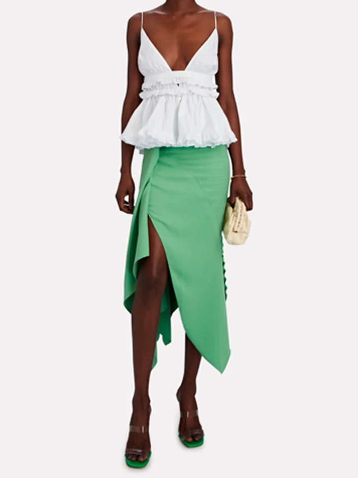 Maternity Sleeveless Frill Trim Deep V Neck Top