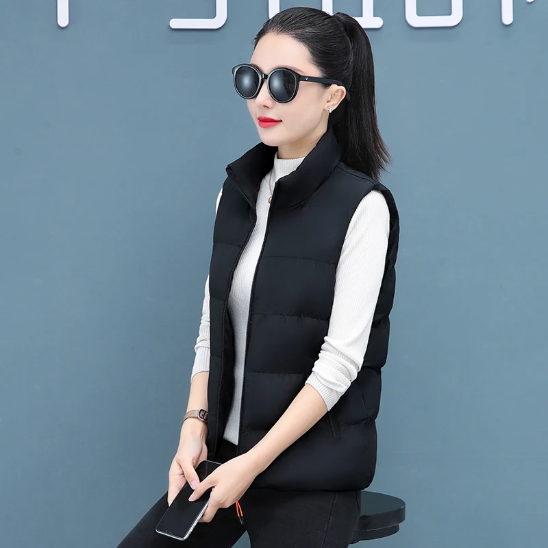 

Women'S 2023 Winter New Loose Slim Versatile Outwear Stand Collar Vest Fashion Trend Warm Tank Top Short Down Cotton Coat Female