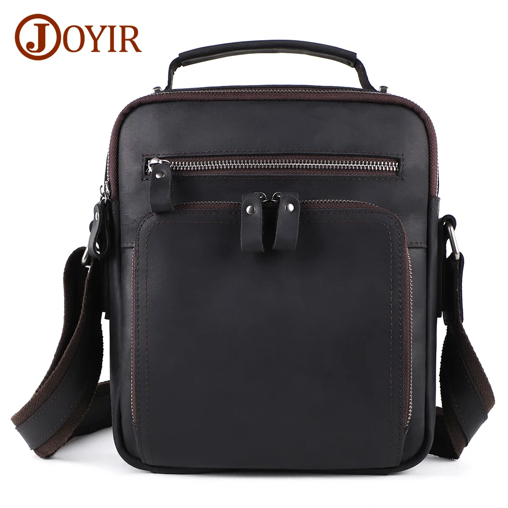 

JOYIR Genuine Leather Small Messenger Bag for 9.7" iPad Shoulder Bags Travel Man Purse Crossbody Bags for Work Business