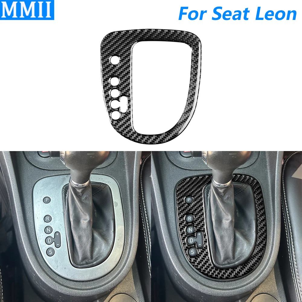 

For Seat Leon 2005-2012 Carbon Fiber Central Gear Shift Control Panel Trim Cover Car Accessories Interior Decoration Sticker