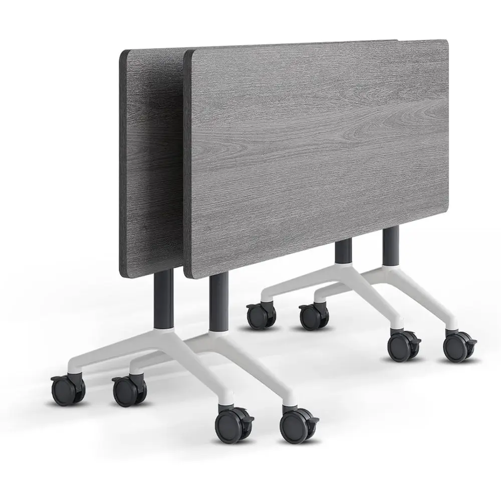 

Mobile Training Table on Wheels - 55 Gray Wood for Group, Office, Meeting, School Rooms