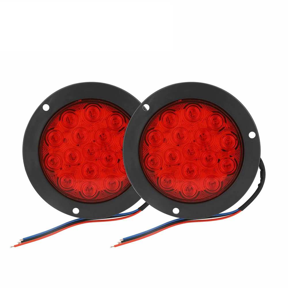 

1 Pair Of 16led 4 Inch Round Tail Lights 10-30v Ip67 Waterproof Outstanding Brightness Truck Trailer Tail Stop Turn Brake Lights