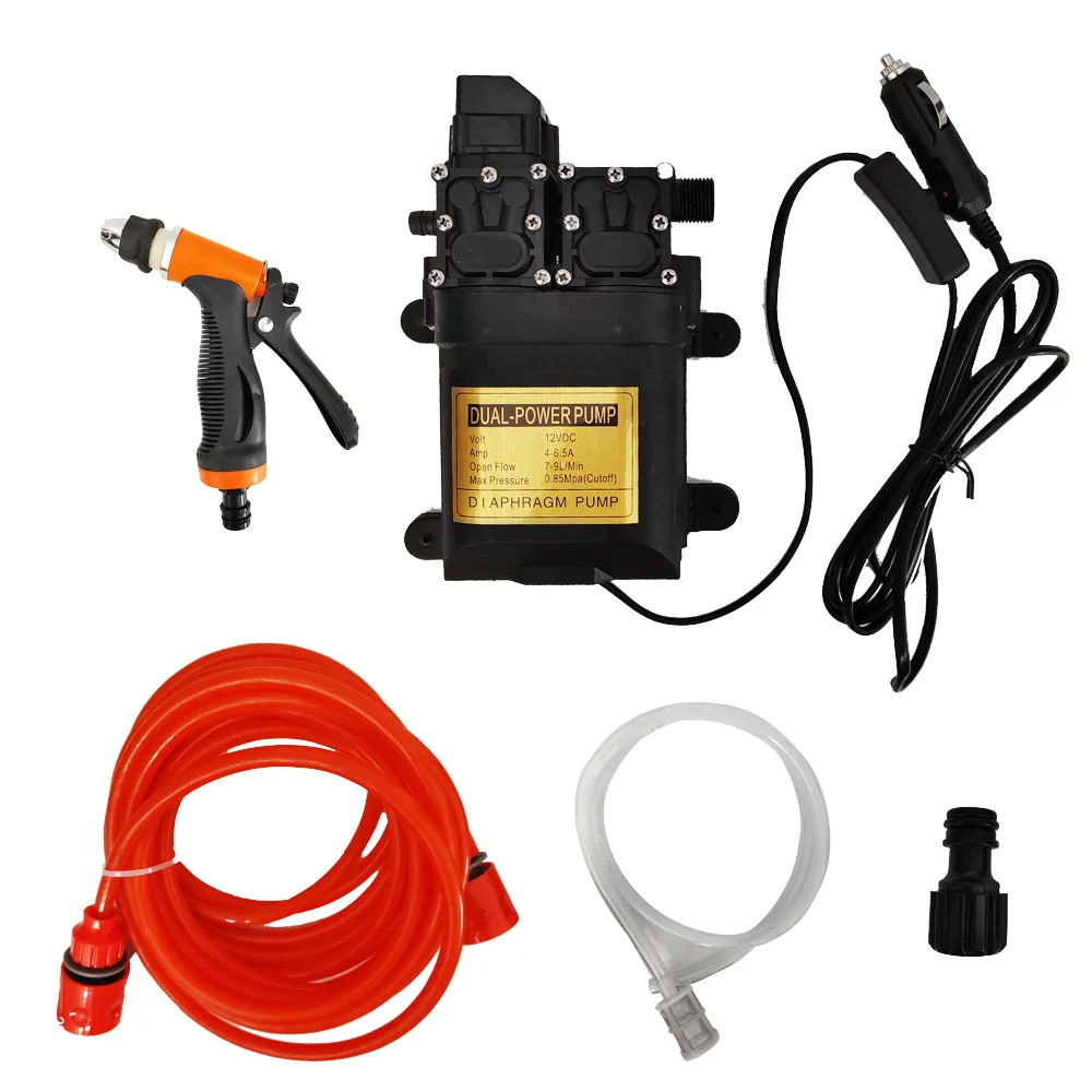 Dual-Core Diaphragm Pump Car Wash Set Portable High Pressure And Large-Flow Car Wash Pump 12v Cigarette Lighter Power