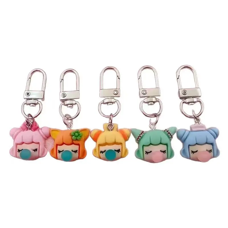 5pcs resin girl keychain, suitable for bags and car accessories, a great gift choice view 5