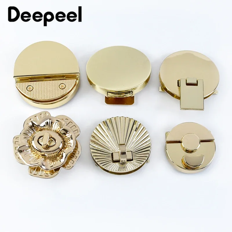 Gold Metal Fecho Turn Lock Twist Locks, saco Decoração Buckles, bolsa, bolsa de fechamento Fechos, DIY Hardware Substituir Acessórios, 1Pc