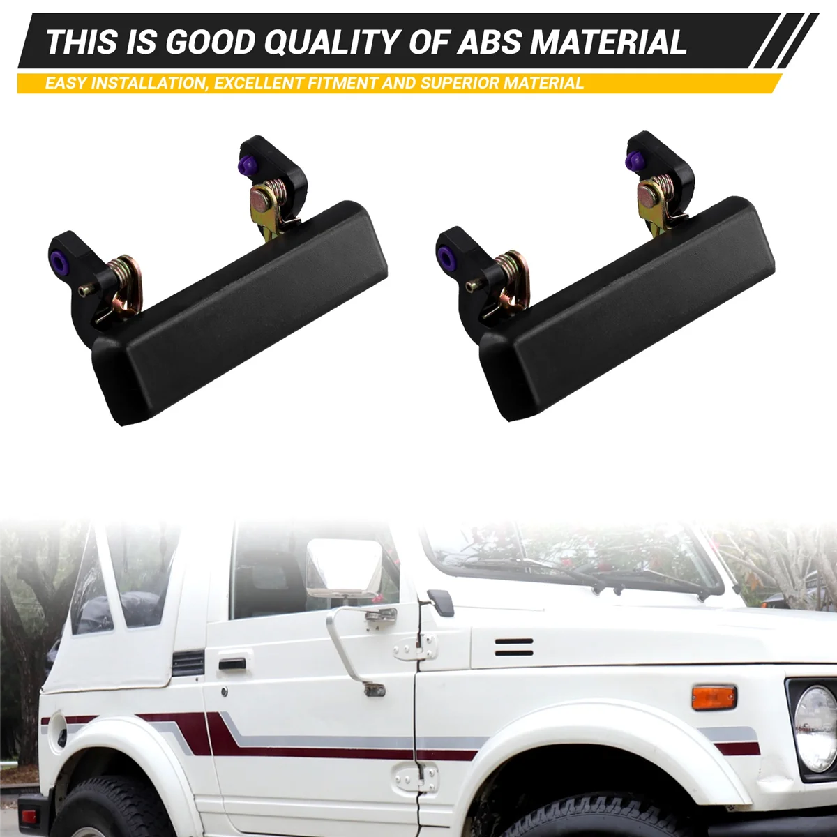 1Pair Set Car Outside Exterior Door Handles Black Left Right for Suzuki Samurai 1986-1995 8281083000, 8282083000 image 6