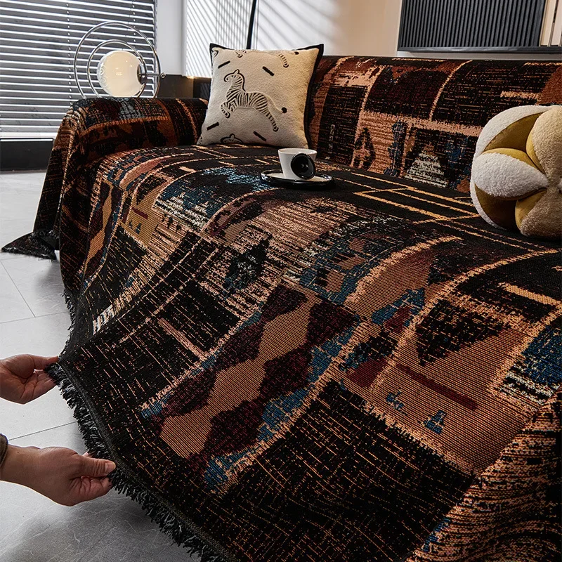 American Retro Wind Sand Hair Towel Thickened New Anti Slip Sofa Cushion A Whole Anti Cat Scratch Sofa Cover Wear-resistant