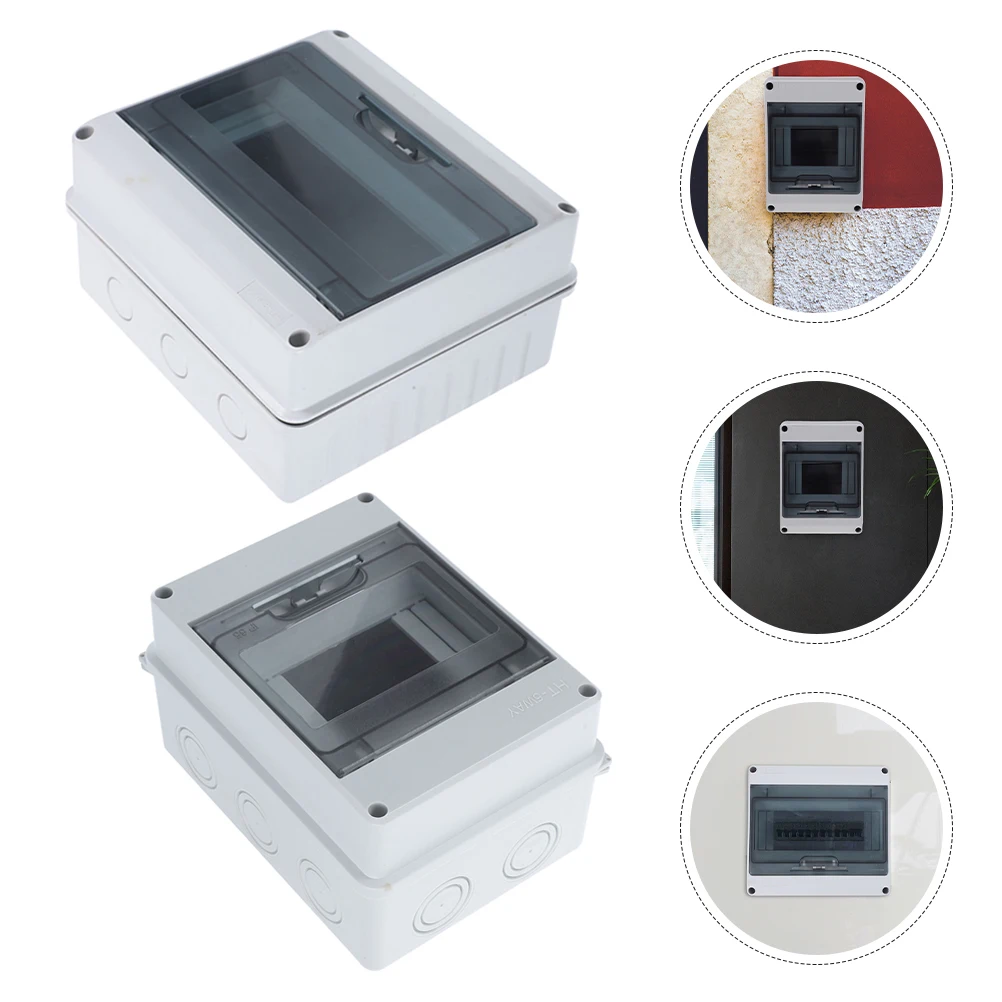 2pcs 5-8 Way IP65 Waterproof Distribution Protection Transparent Window Circuit Breaker Enclosure Outdoor Dustproof ABS Power