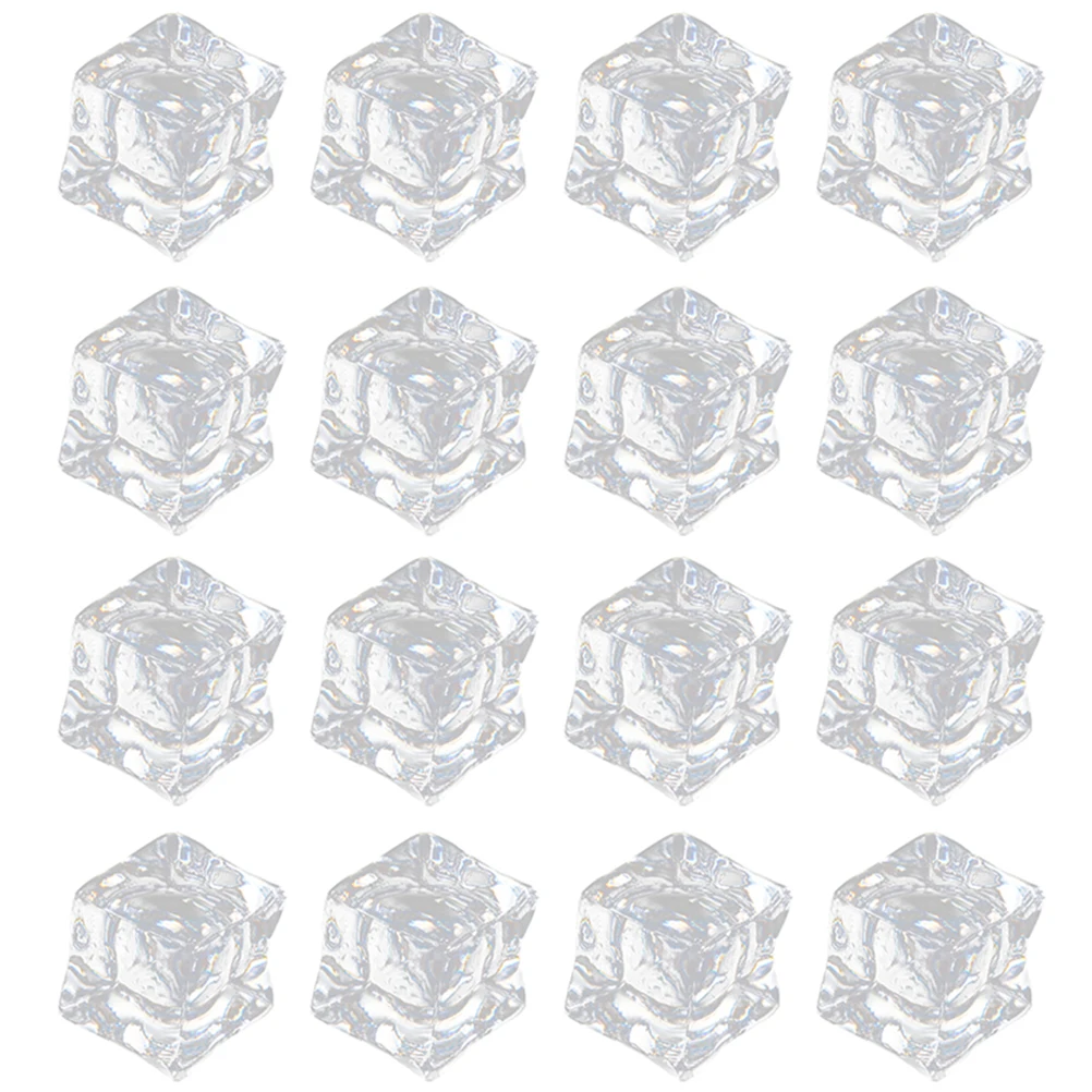 

200pcs Fake Cubes 10MM Transparent Acrylic Decorative Props Fake Ice Cubes Props for Photography Vase Filler Reusable