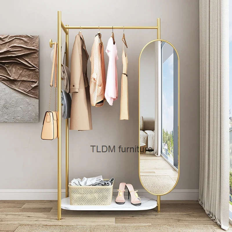 

Accessories Clothes Rack Gold Metal Aesthetic Entryway Clothes Hanger Stand Floor Standing Colgadores De Ropa Home Eccessories