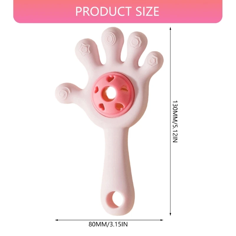 لعبة عضاضة للأسنان محمولة باليد على شكل راحة اليد الإبداعية لعبة هزاز تعليمية تعزز التطور السمعي والتسنين 15UB #3