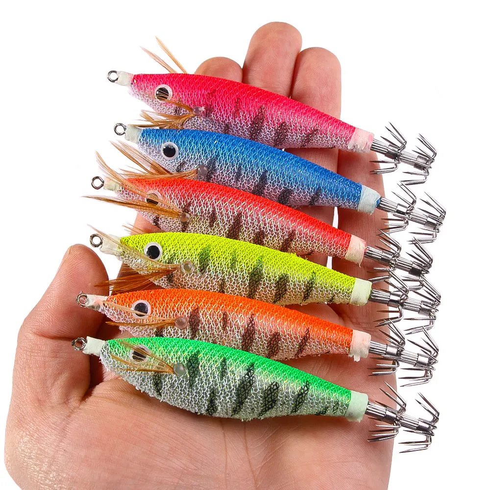 10cm 10g horizontal Squid Jigs Fishing Lure Artificial Squid Hook Plated Jigging Baits For Sea Fishing Cuttlefish EGI Luminous