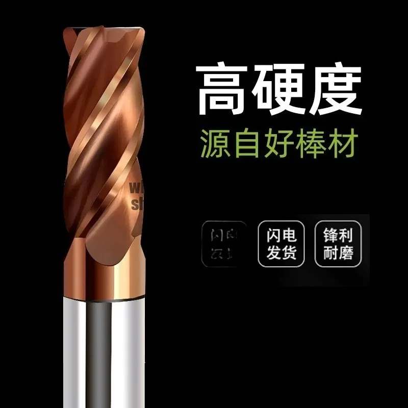 55-degree steel 4-flute tungsten round-nose cutter, extended ox-nose milling tool, R-angle CNC tool, cemented carbide
