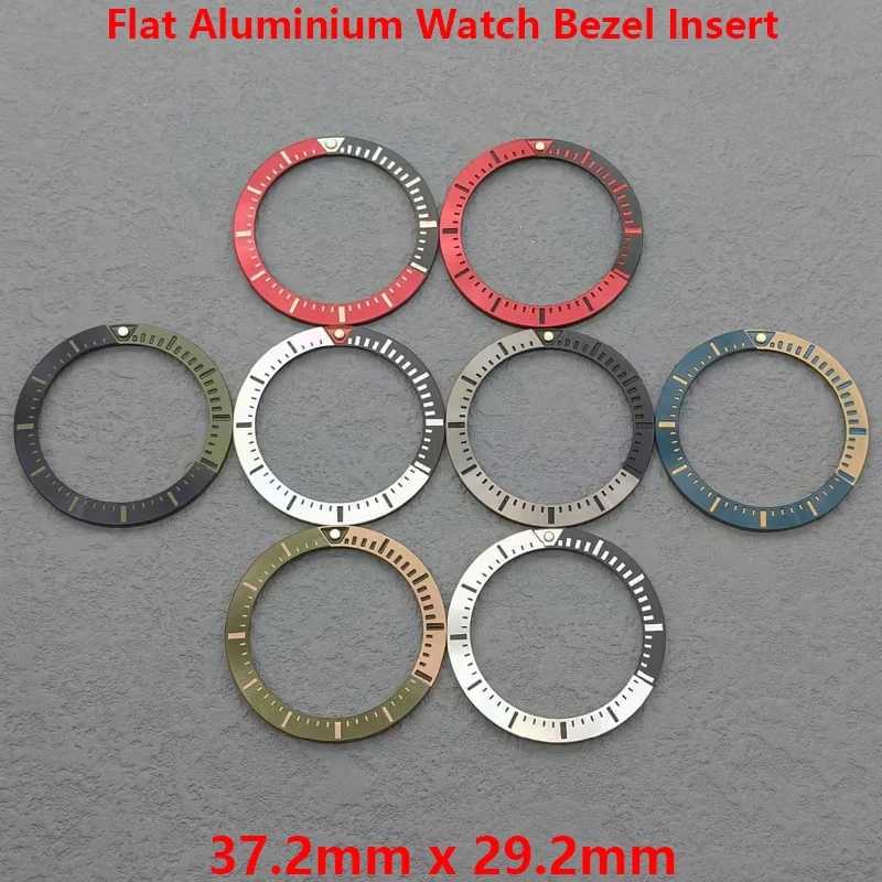 Mod 37.2mmx29.2mm Aluminum Flat Bezel Insert Ring Fits Aluminum Bezel Insert Spare Parts for Men Diving Watches