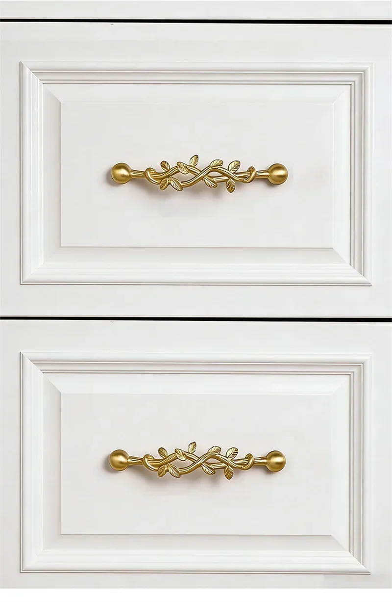 American Retro Vine Closet Pull Handle Brass Drawer Knob Kitchen Cabinet Door Wardrobe Cupboard Handles For Furniture Pulls Diy