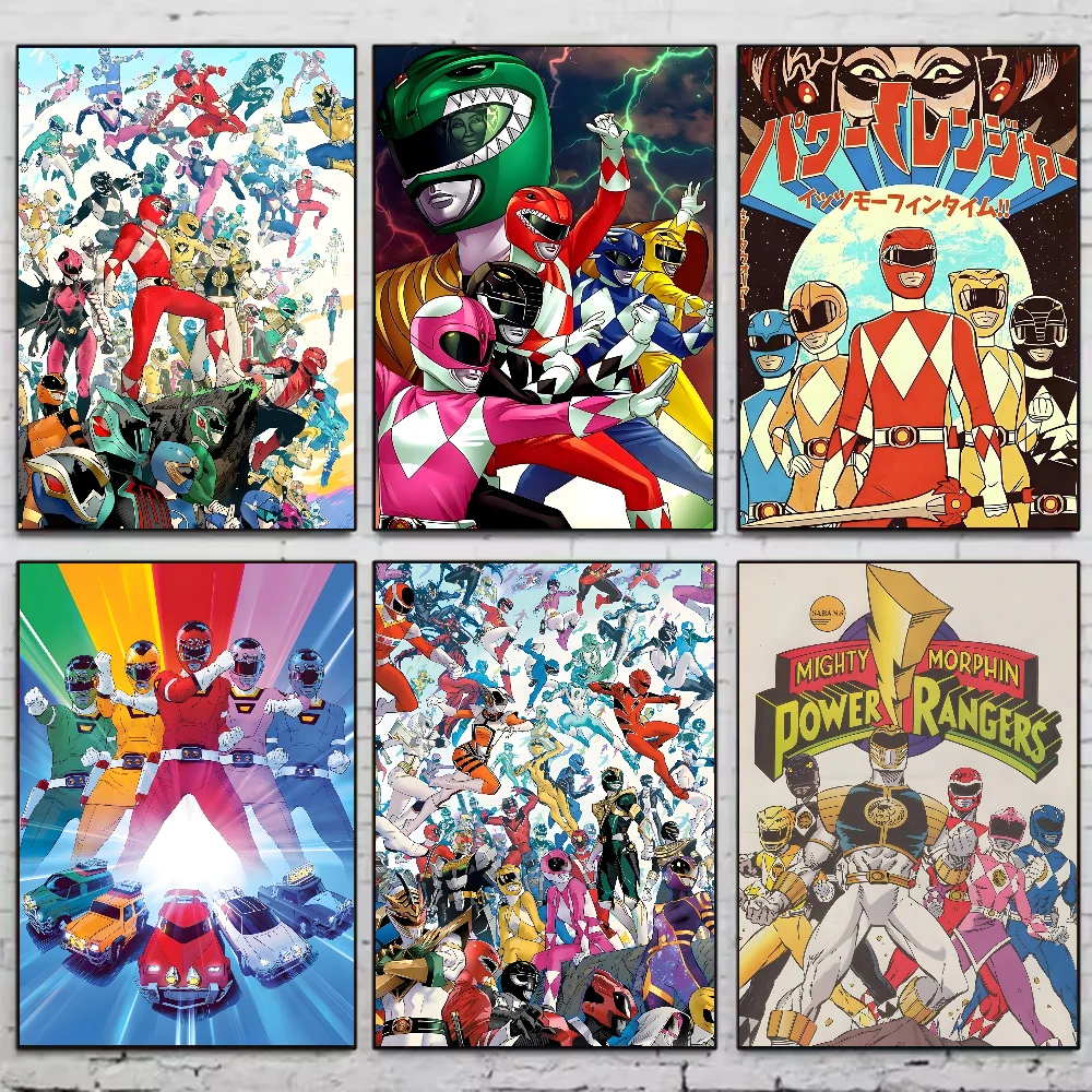 ملصق تلفزيون M-Mighty Morphin Power Rangers HD Art Sticky Wall مقاوم للماء لغرفة المعيشة المنزلية وغرفة النوم والديكور الجمالي