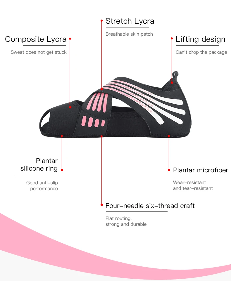 Professionelle rutschfeste Gym Yoga Schuhe flache weiche Anti-Rutsch-Sohle Ballett Fitness Tanzschuhe Pilates Yoga Schuhe Socken – Detail 4