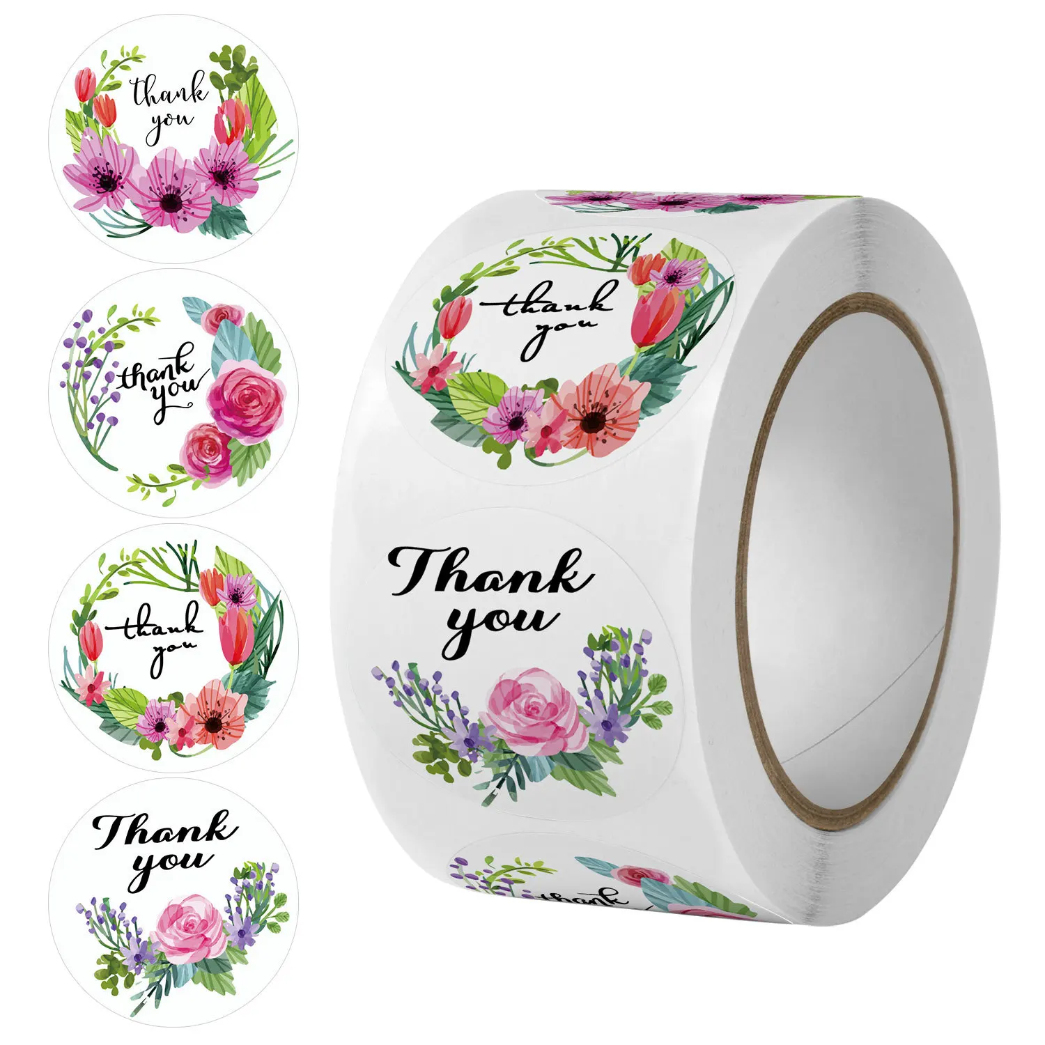 500 stks Dank U Ronde Sticker Plakboek Envelop Seal Sticker Gift Bloem Decoratie Briefpapier Label Sticker