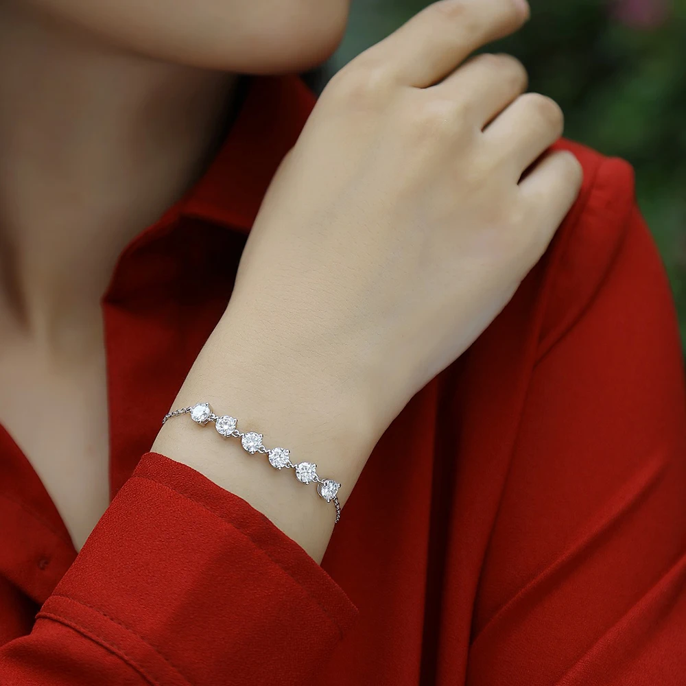 5MM 3CT  D VVS1 Moissanite Bracelet for Women 100% 925 Sterling Silver Plated 18k Gold Diamond Bracelet Wedding Jewelry Gift