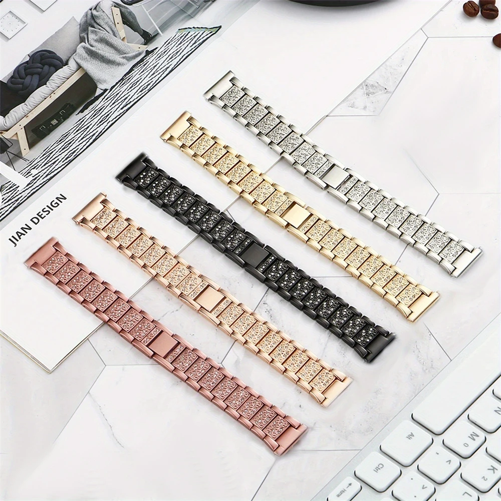 Samsung Galaxy Watch 8 40mm/44mm、Galaxy Watch Classic 46mm対応 レディース メタルバンド 交換用ストラップ 高級ダイヤモンドブレスレット